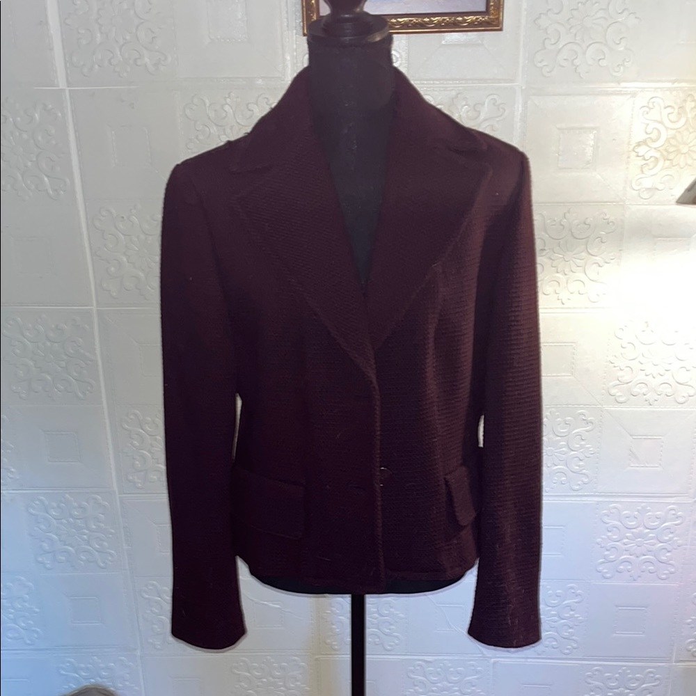 Ann Taylor Purple Blazer Fitted High Collar